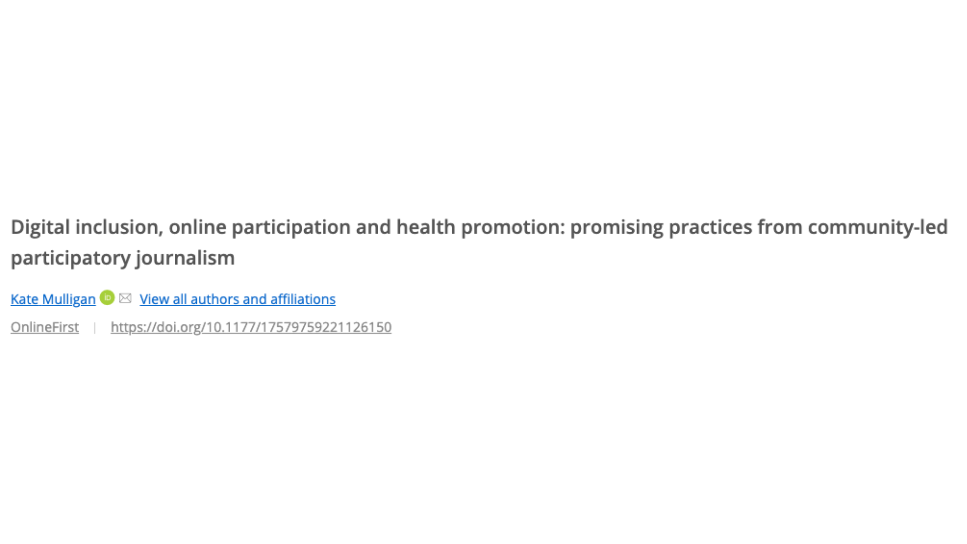 Digital Inclusion, Online Participation and Health Promotion Promising